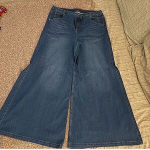POPFLEX Dark Blue Wide Leg Jeans